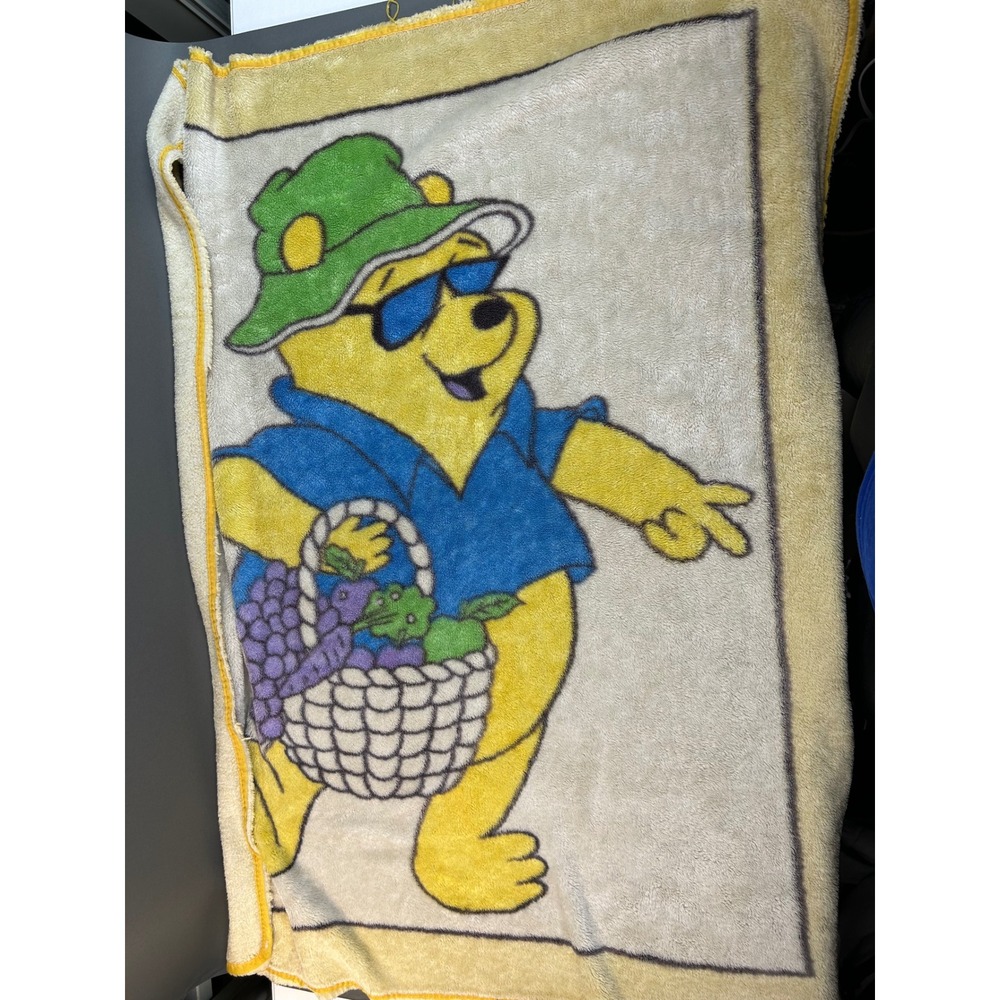 Vintage Disney Winnie the Pooh Fleece Blanket Summer Picnic Sunglasses 53x43